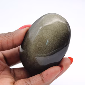 Mexican golden obsidian pebble, polished natural stone