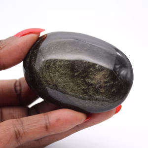 Polished golden obsidian pebble, 70 g specimen