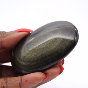 Mexican golden obsidian pebble for geological display