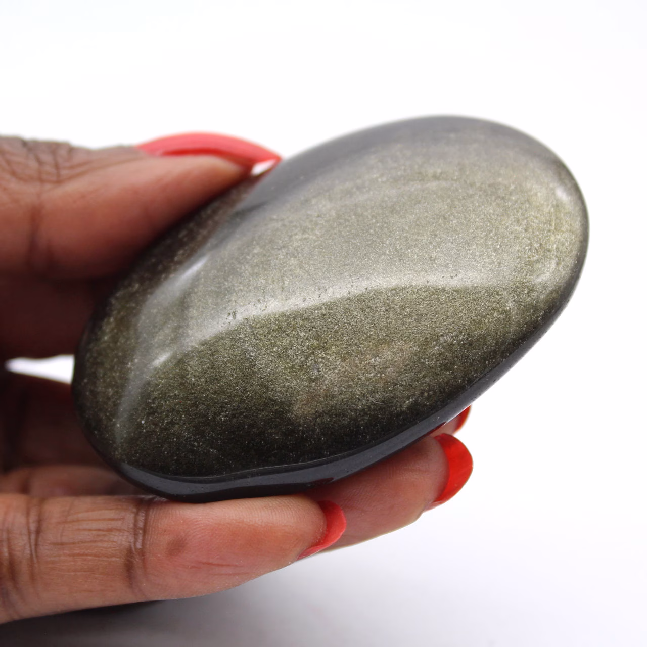 Mexican golden obsidian pebble, compact 75 g piece