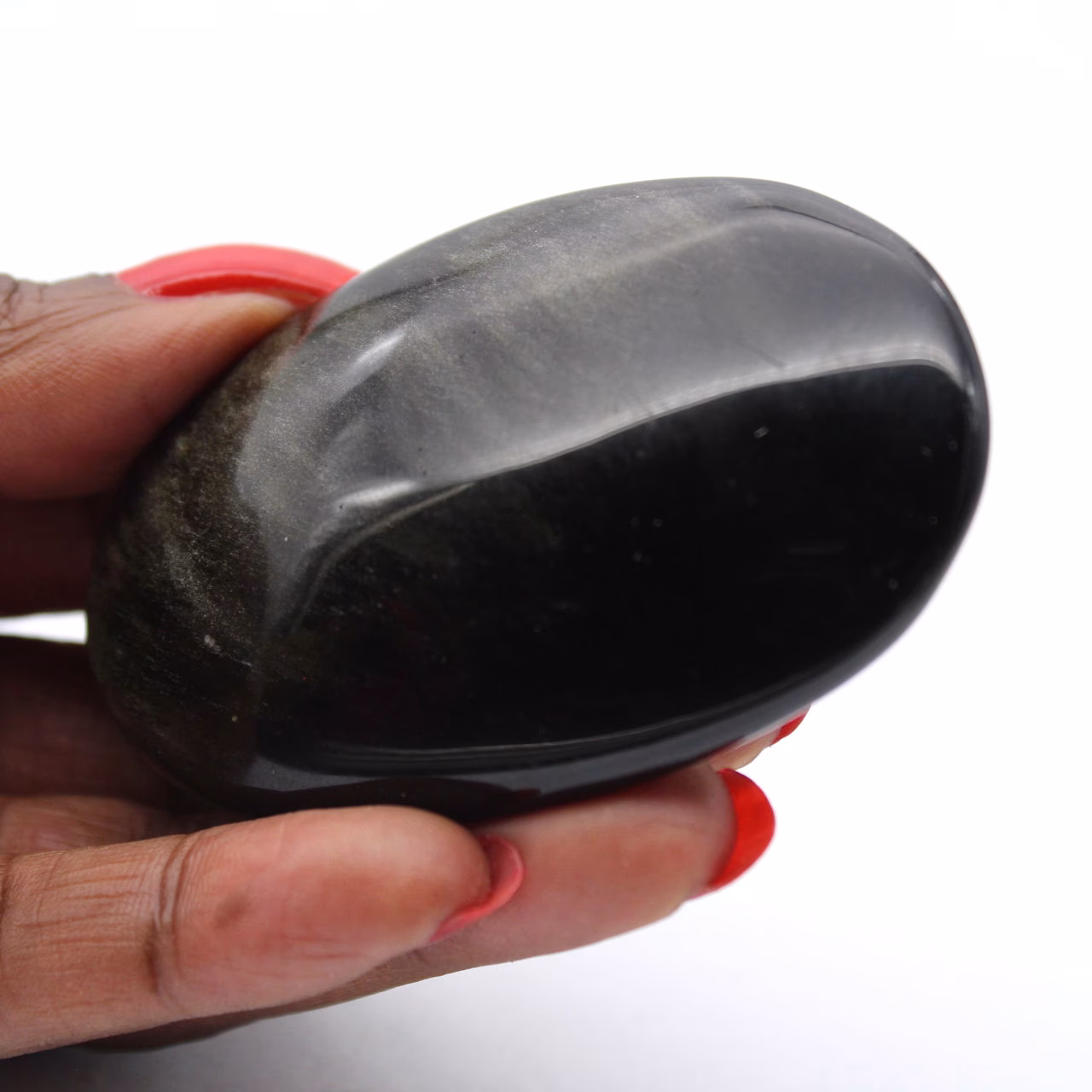 Mexican golden obsidian pebble with polished surface, 70 g
