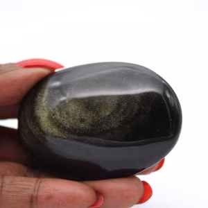 Mexican golden obsidian pebble, polished natural stone