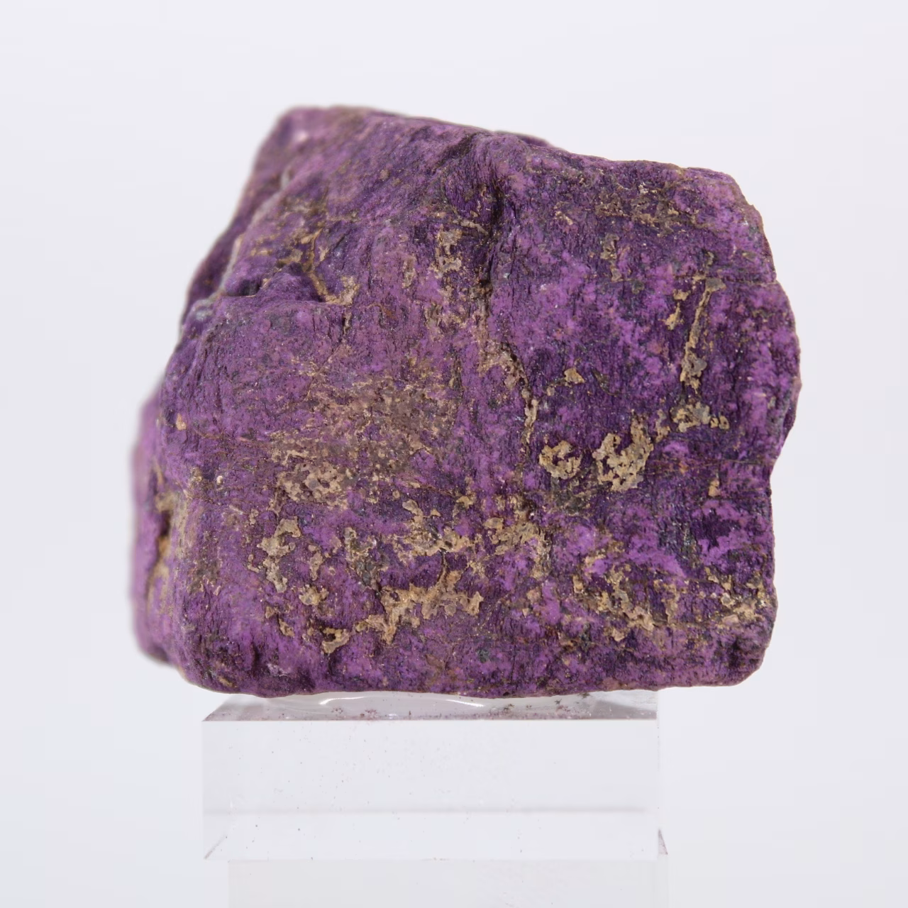 Purpurite from Portugal – Raw specimen mounted on stand