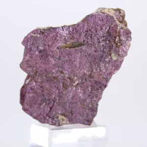 Purpurite from Portugal – Raw collector's rock on stand